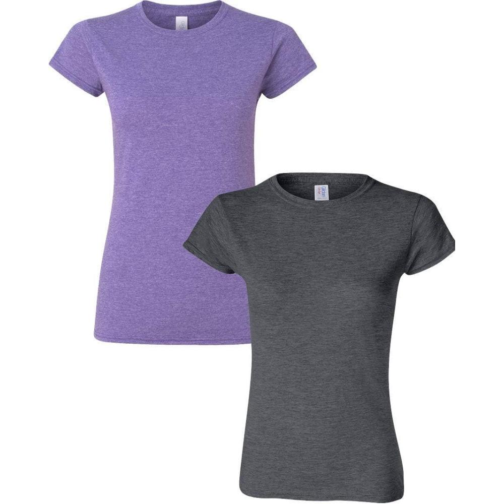 imageGildan Womens Softstyle Cotton TShirt Style G64000l MultipackHeatherpurpledarkheather