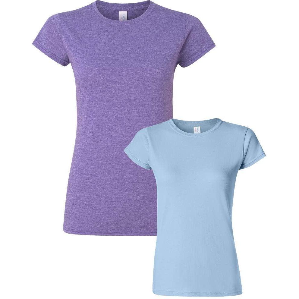 imageGildan Womens Softstyle Cotton TShirt Style G64000l MultipackHeatherpurplelightblue