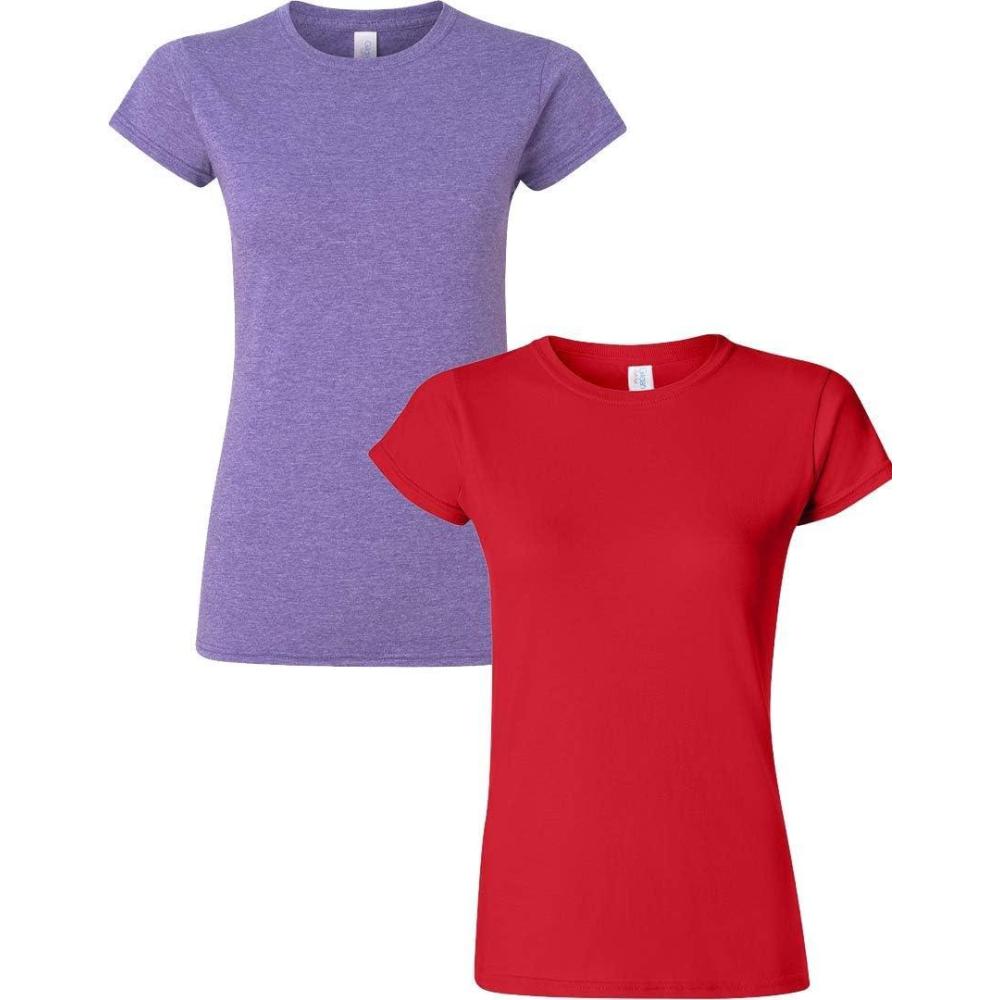 imageGildan Womens Softstyle Cotton TShirt Style G64000l MultipackHeatherpurplered