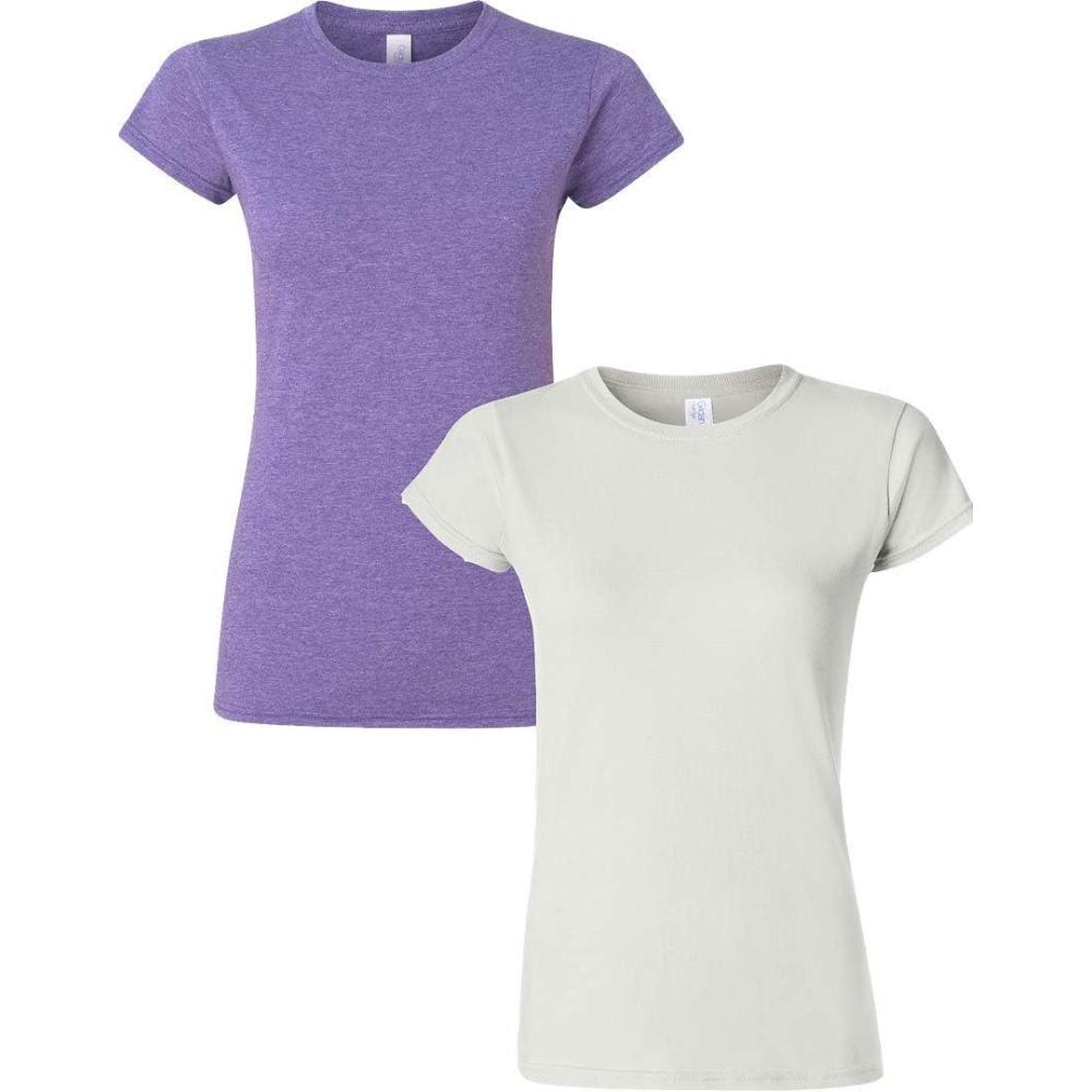 imageGildan Womens Softstyle Cotton TShirt Style G64000l MultipackHeatherpurplewhite