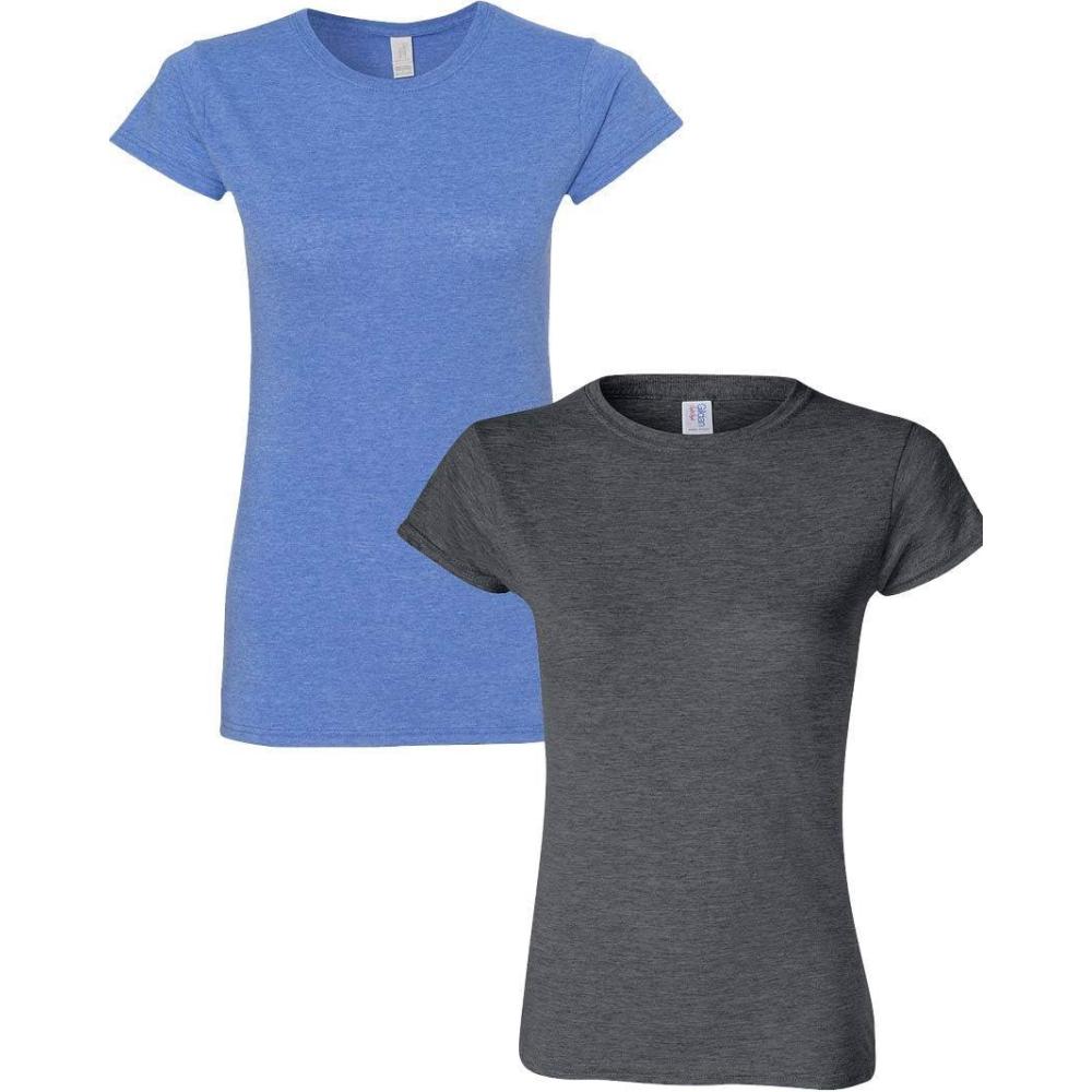 imageGildan Womens Softstyle Cotton TShirt Style G64000l MultipackHeatherroyaldarkheather