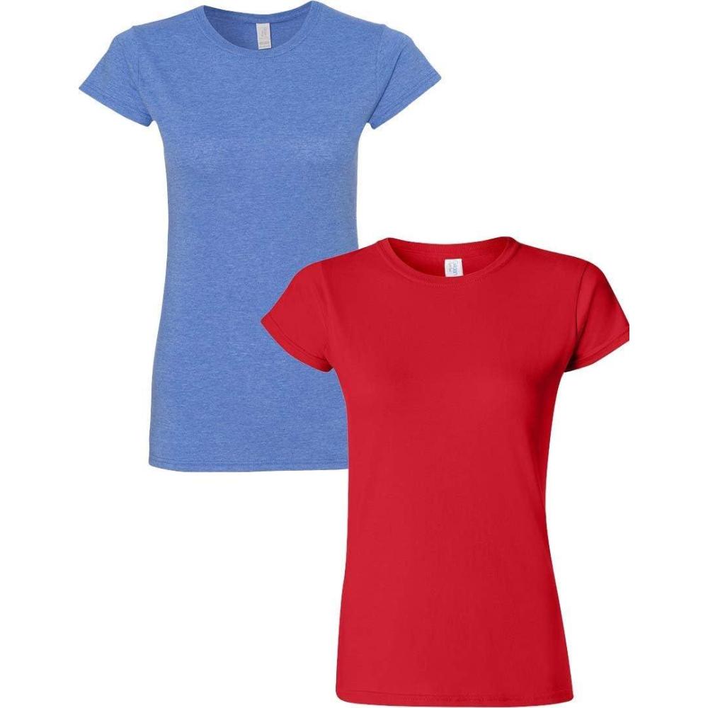 imageGildan Womens Softstyle Cotton TShirt Style G64000l MultipackHeatherroyalred