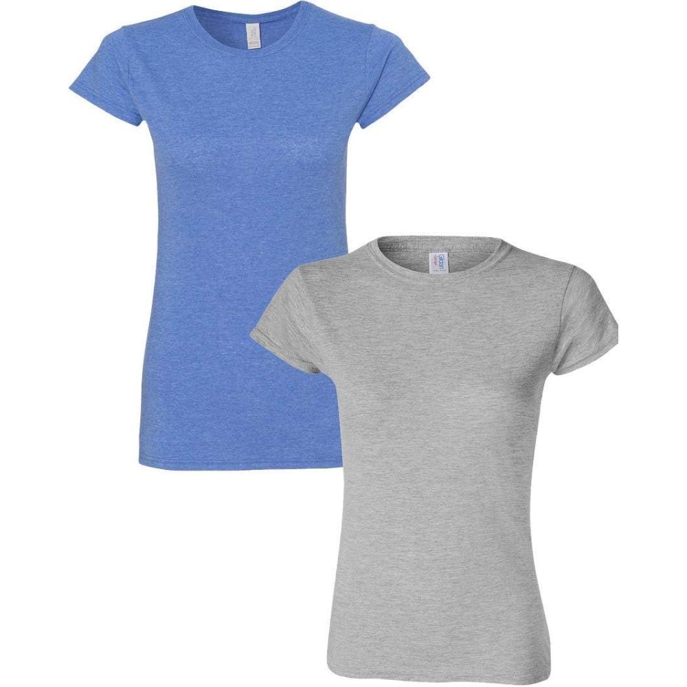 imageGildan Womens Softstyle Cotton TShirt Style G64000l MultipackHeatherroyalsportgray