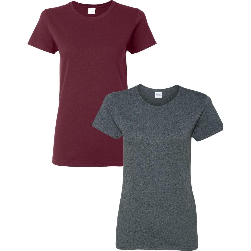 imageGildan Womens Softstyle Cotton TShirt Style G64000l MultipackMaroondarkheather
