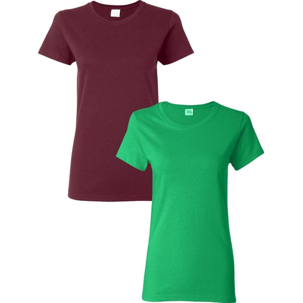 imageGildan Womens Softstyle Cotton TShirt Style G64000l MultipackMaroonirishgreen