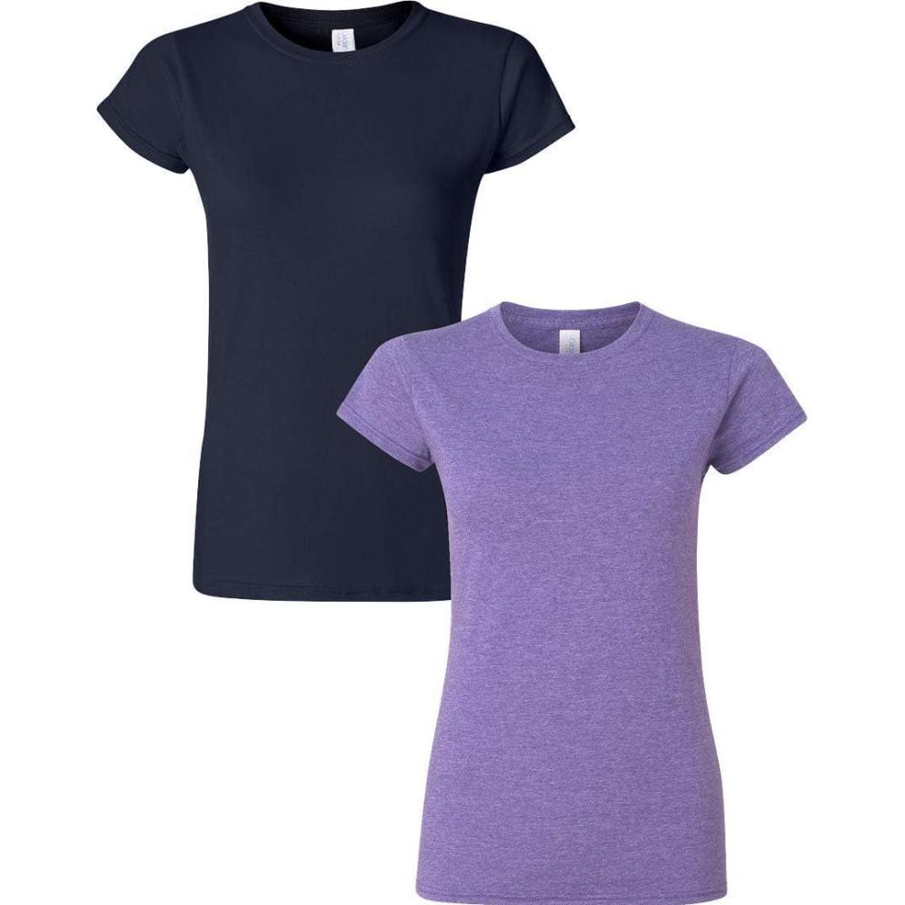imageGildan Womens Softstyle Cotton TShirt Style G64000l MultipackNavyheatherpurple