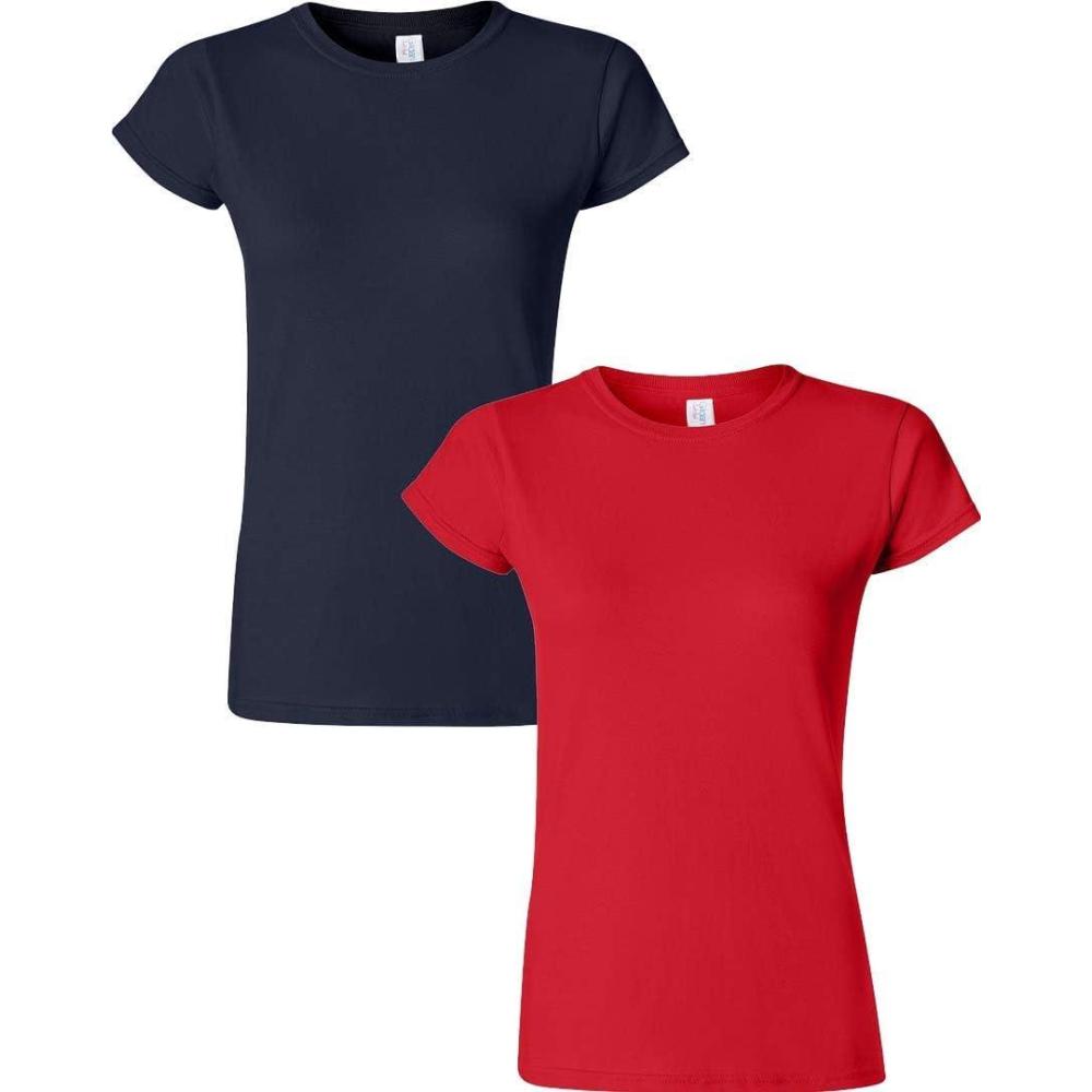 imageGildan Womens Softstyle Cotton TShirt Style G64000l MultipackNavyred