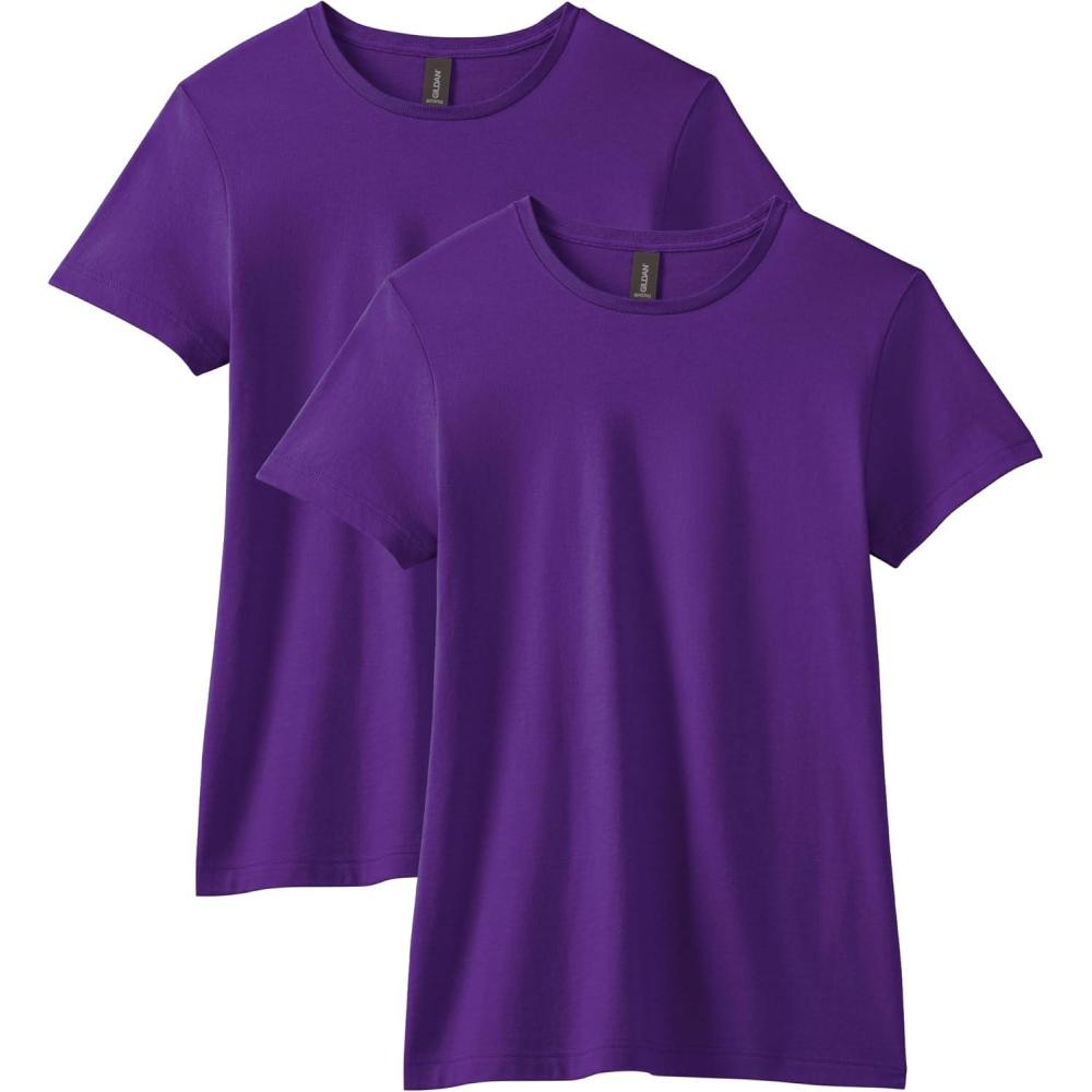 imageGildan Womens Softstyle Cotton TShirt Style G64000l MultipackPurple 2pack