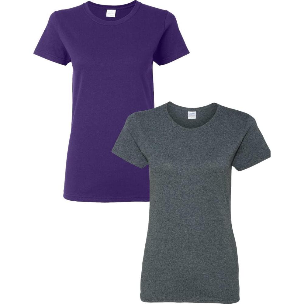 imageGildan Womens Softstyle Cotton TShirt Style G64000l MultipackPurpledarkheather