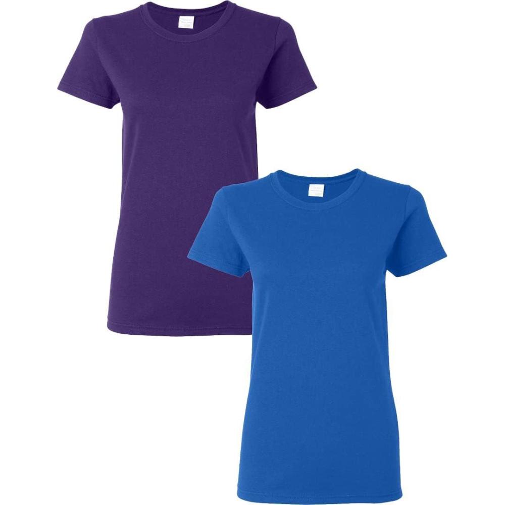 imageGildan Womens Softstyle Cotton TShirt Style G64000l MultipackPurpleroyal
