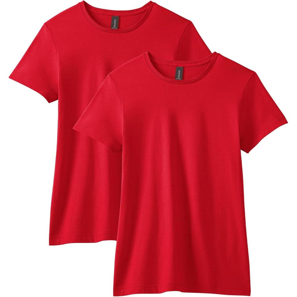 imageGildan Womens Softstyle Cotton TShirt Style G64000l MultipackRed 2pack