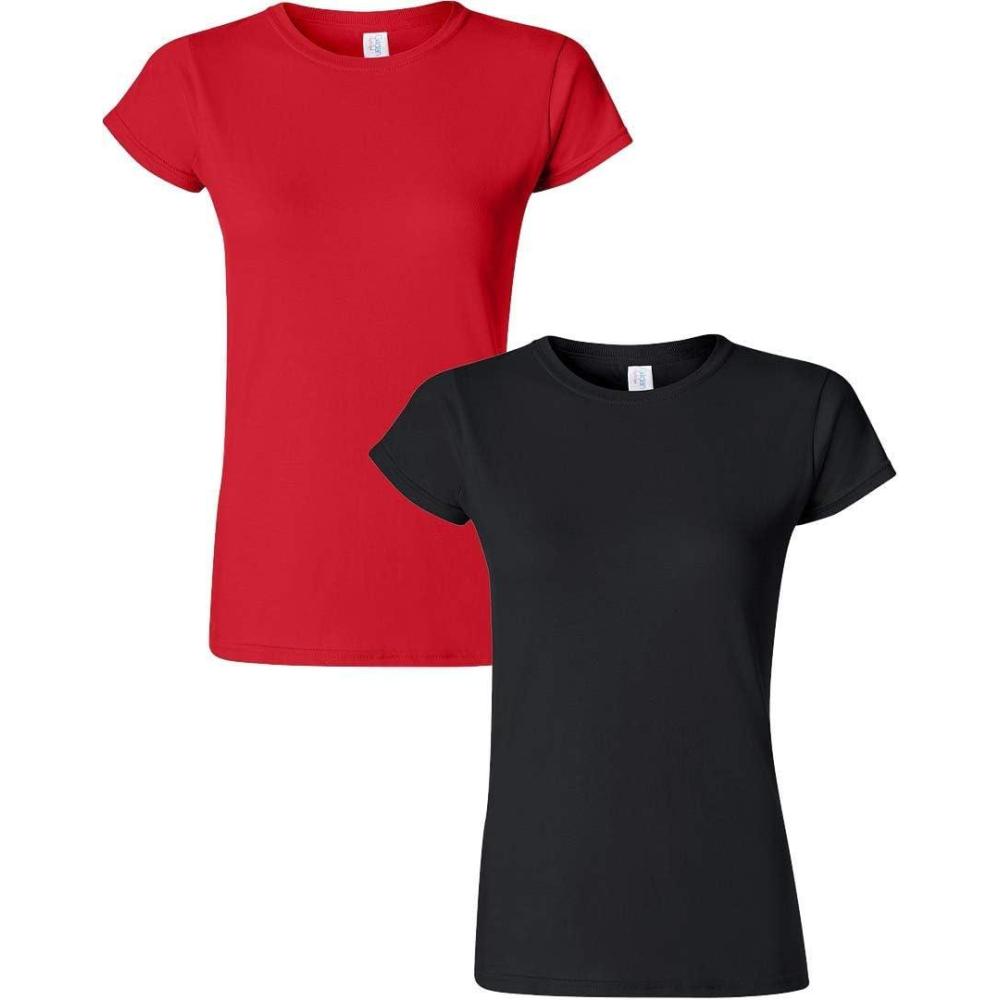 imageGildan Womens Softstyle Cotton TShirt Style G64000l MultipackRedblack