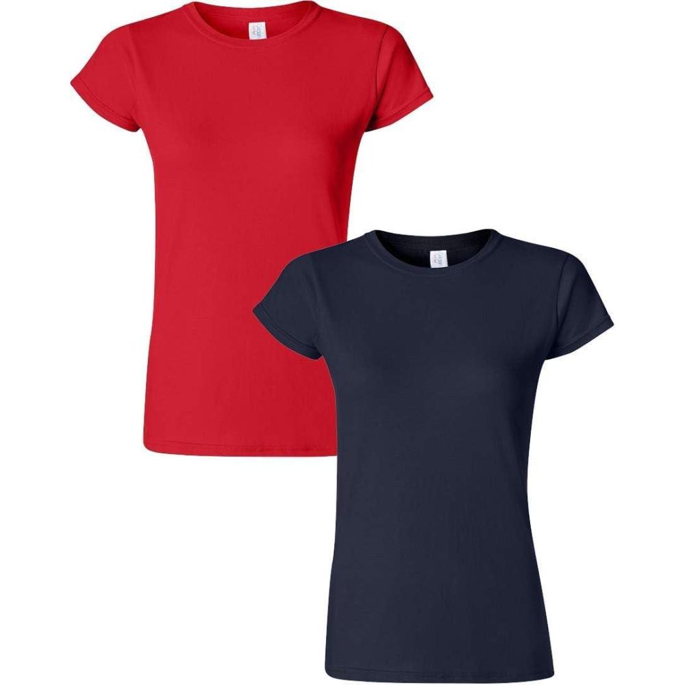 imageGildan Womens Softstyle Cotton TShirt Style G64000l MultipackRednavy