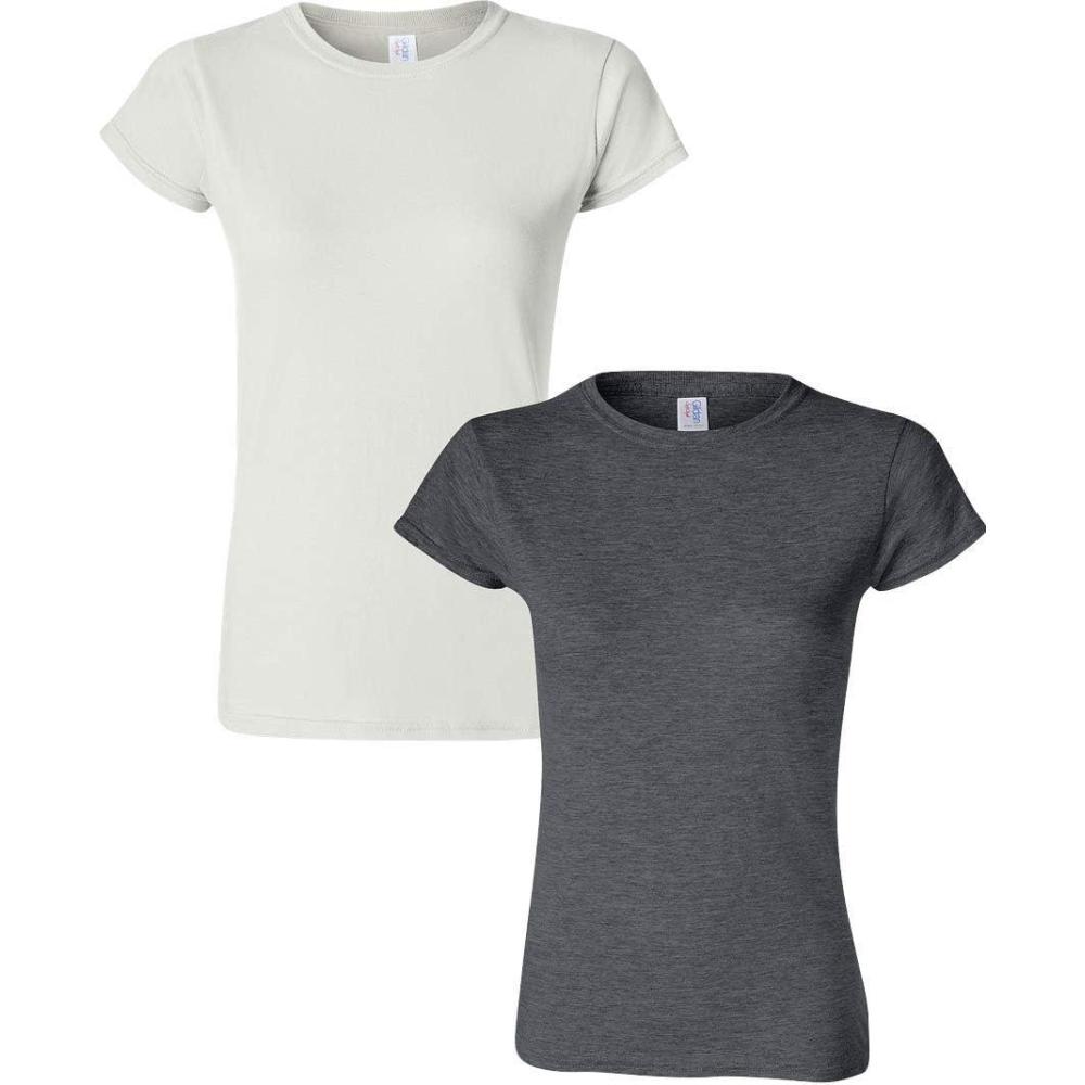 imageGildan Womens Softstyle Cotton TShirt Style G64000l MultipackWhitedarkheather