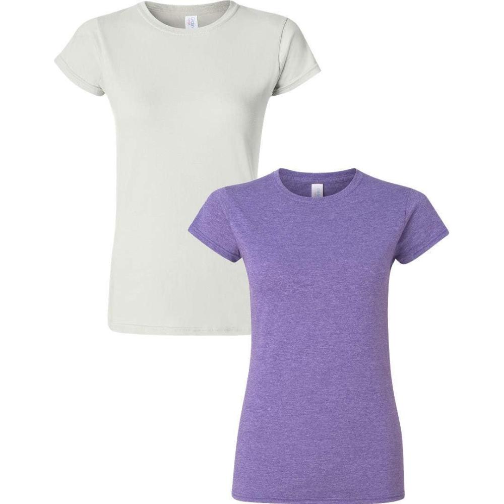 imageGildan Womens Softstyle Cotton TShirt Style G64000l MultipackWhiteheatherpurple