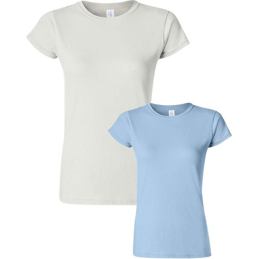 imageGildan Womens Softstyle Cotton TShirt Style G64000l MultipackWhitelightblue