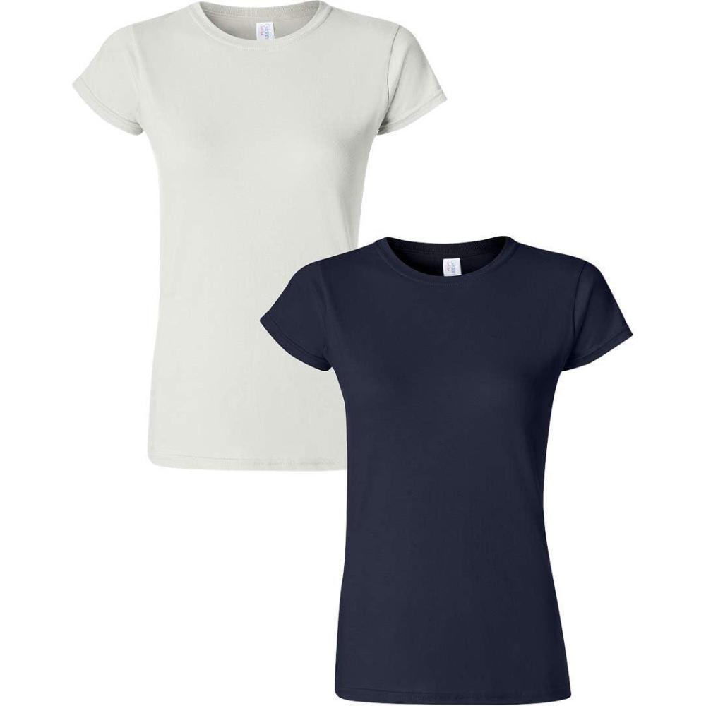 imageGildan Womens Softstyle Cotton TShirt Style G64000l MultipackWhitenavy