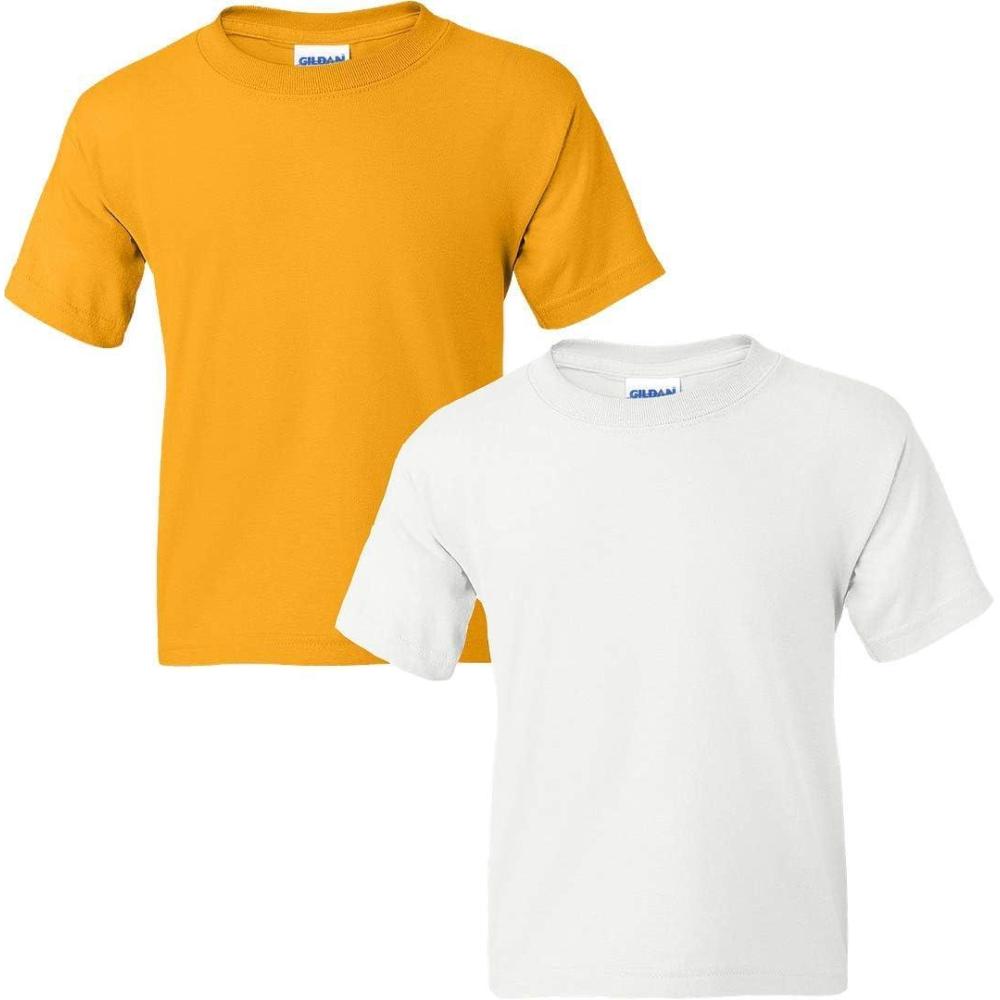 imageGildan Youth DryBlend TShirt Style G8000B 2Pack1 White  1 Gold