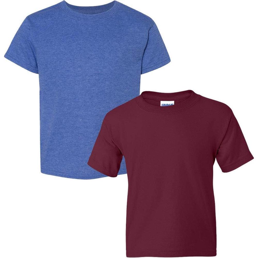 imageGildan Youth DryBlend TShirt Style G8000B 2PackHthr Sport Royalmaroon