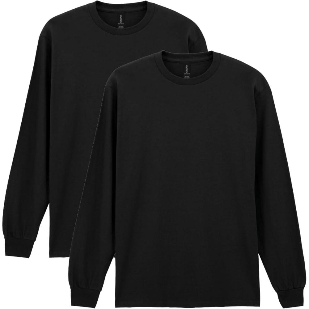 imageGildan Youth Ultra Cotton Long Sleeve TShirt Style G2400B 2PackBlack