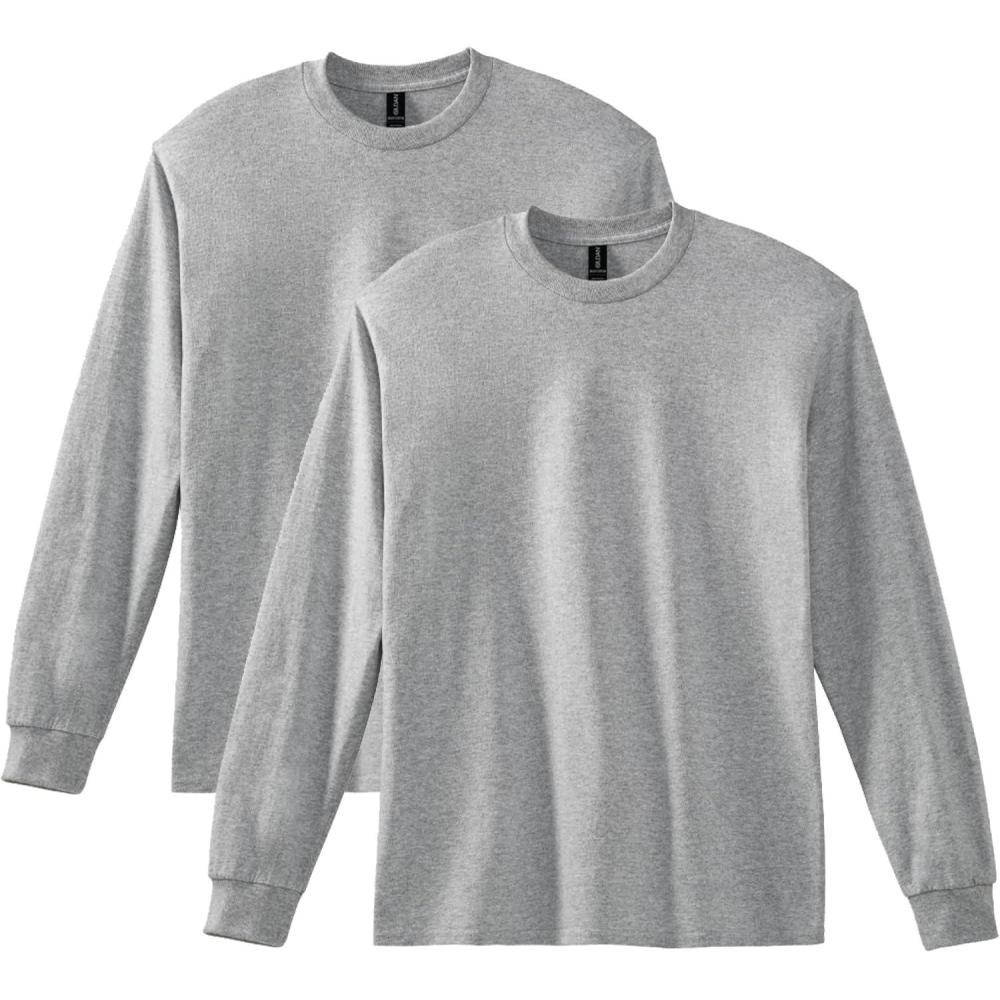 imageGildan Youth Ultra Cotton Long Sleeve TShirt Style G2400B 2PackSport Gray