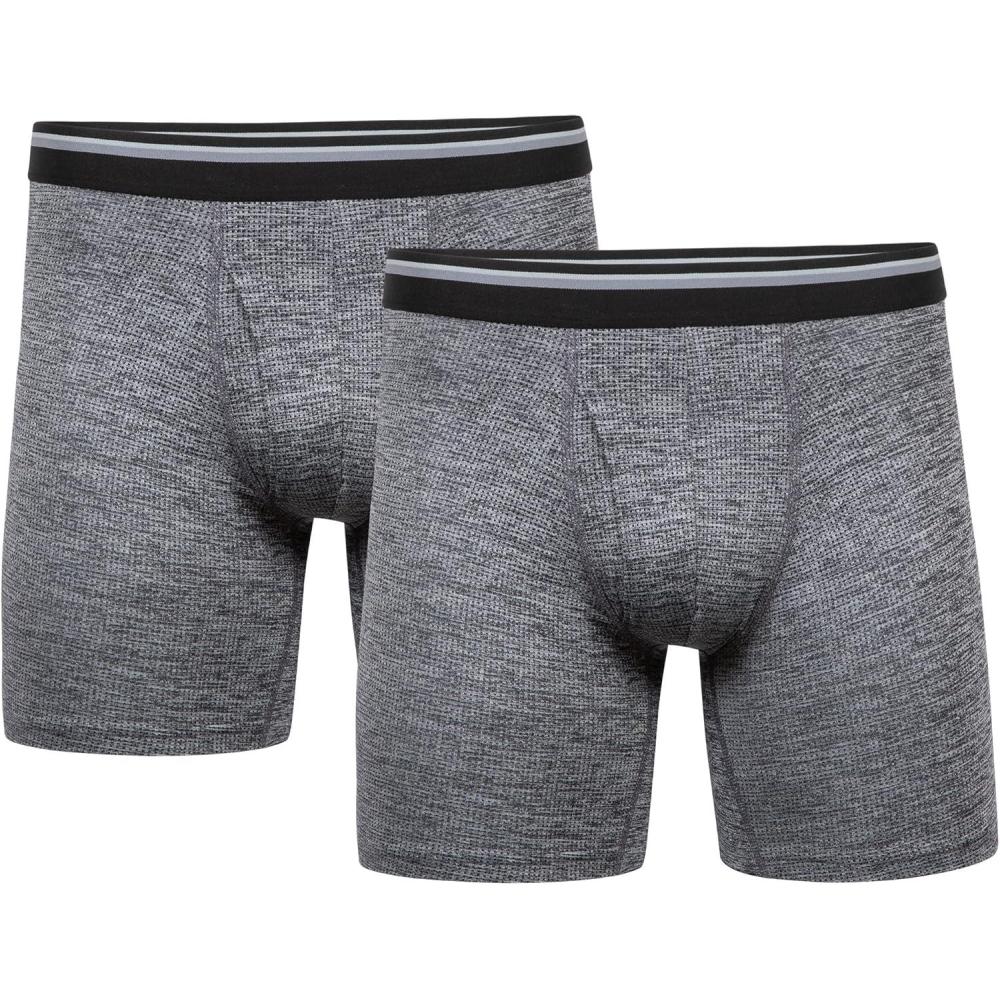 imageGildan mens Performance Mens Driftknit Modern Underwear 2packBoxer BriefsCaviar Htr Boxer Brief