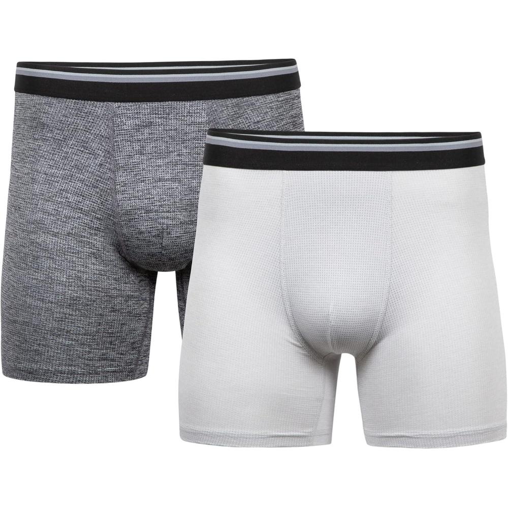 imageGildan mens Performance Mens Driftknit Modern Underwear 2packBoxer BriefsCaviar HtrGrey Violet Heather Trunk