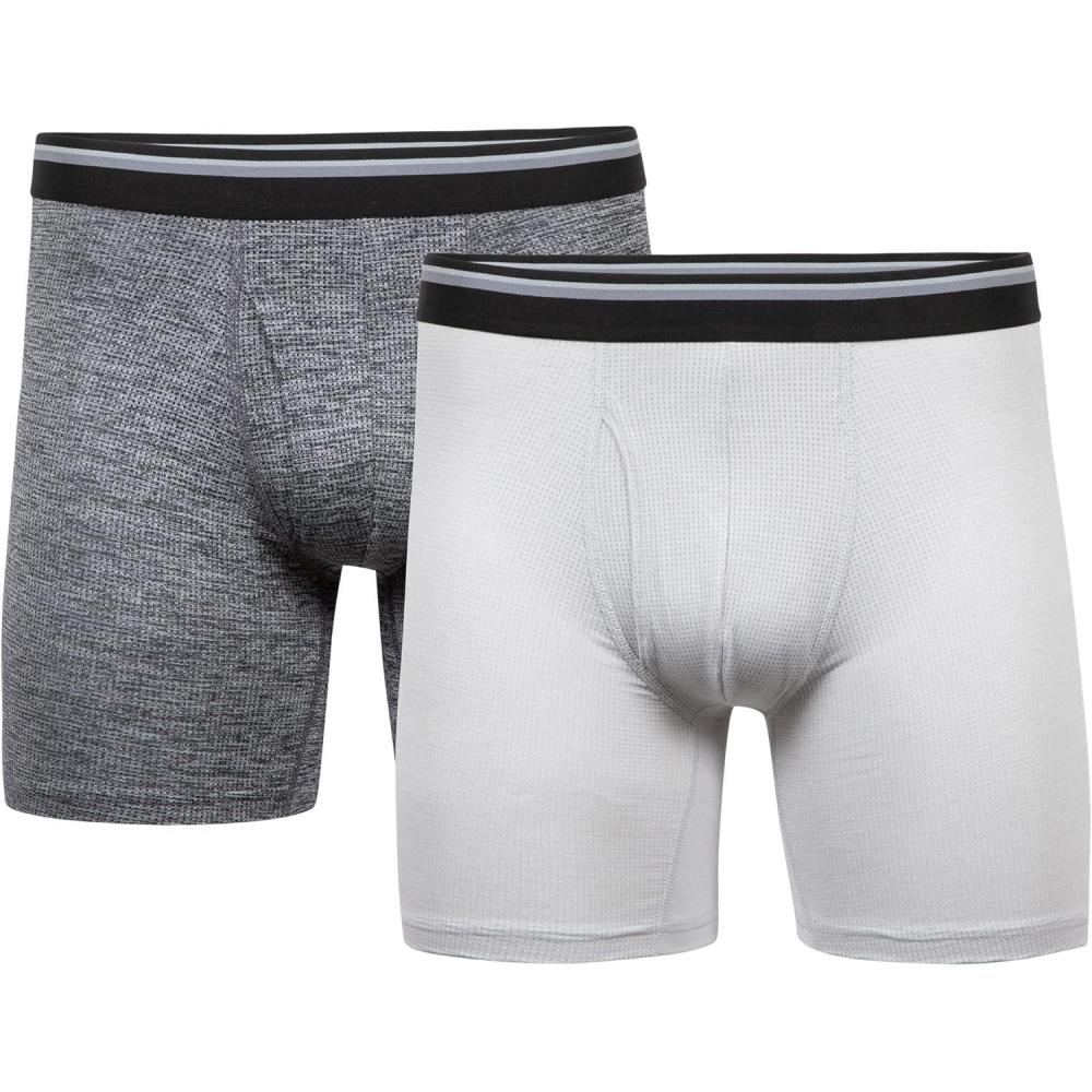imageGildan mens Performance Mens Driftknit Modern Underwear 2packBoxer BriefsCaviar HtrGrey Violet Htr Boxer Brief