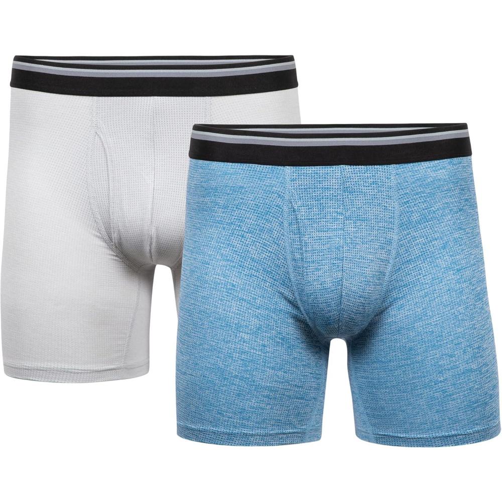 imageGildan mens Performance Mens Driftknit Modern Underwear 2packBoxer BriefsGrey Violet HtrBlue Sapphire Boxer Brief