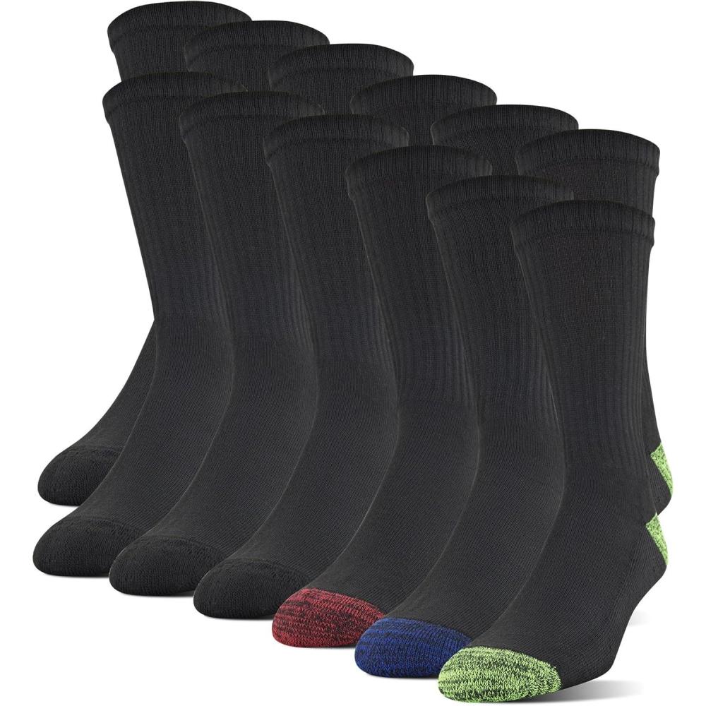 imageGildan mens Polyester Half Cushion Crew Socks 12pairsAssorted