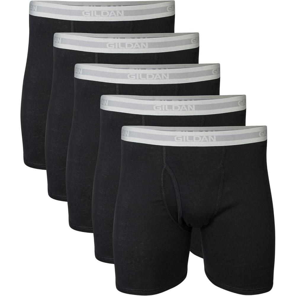 imageGildan mens Underwear Boxer Briefs MultipackBlack 5pack  Classic Length