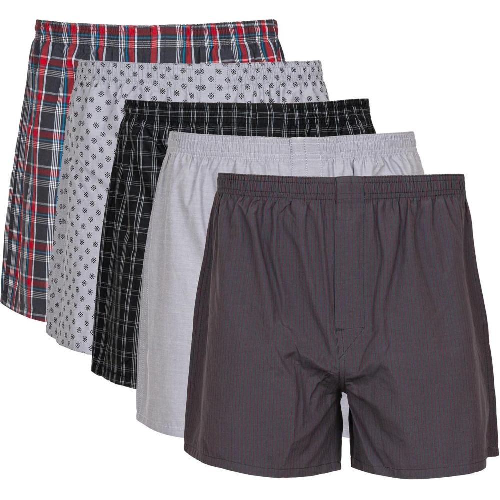 imageGildan mens Underwear Boxers MultipackGreyRed Assorted 5pack