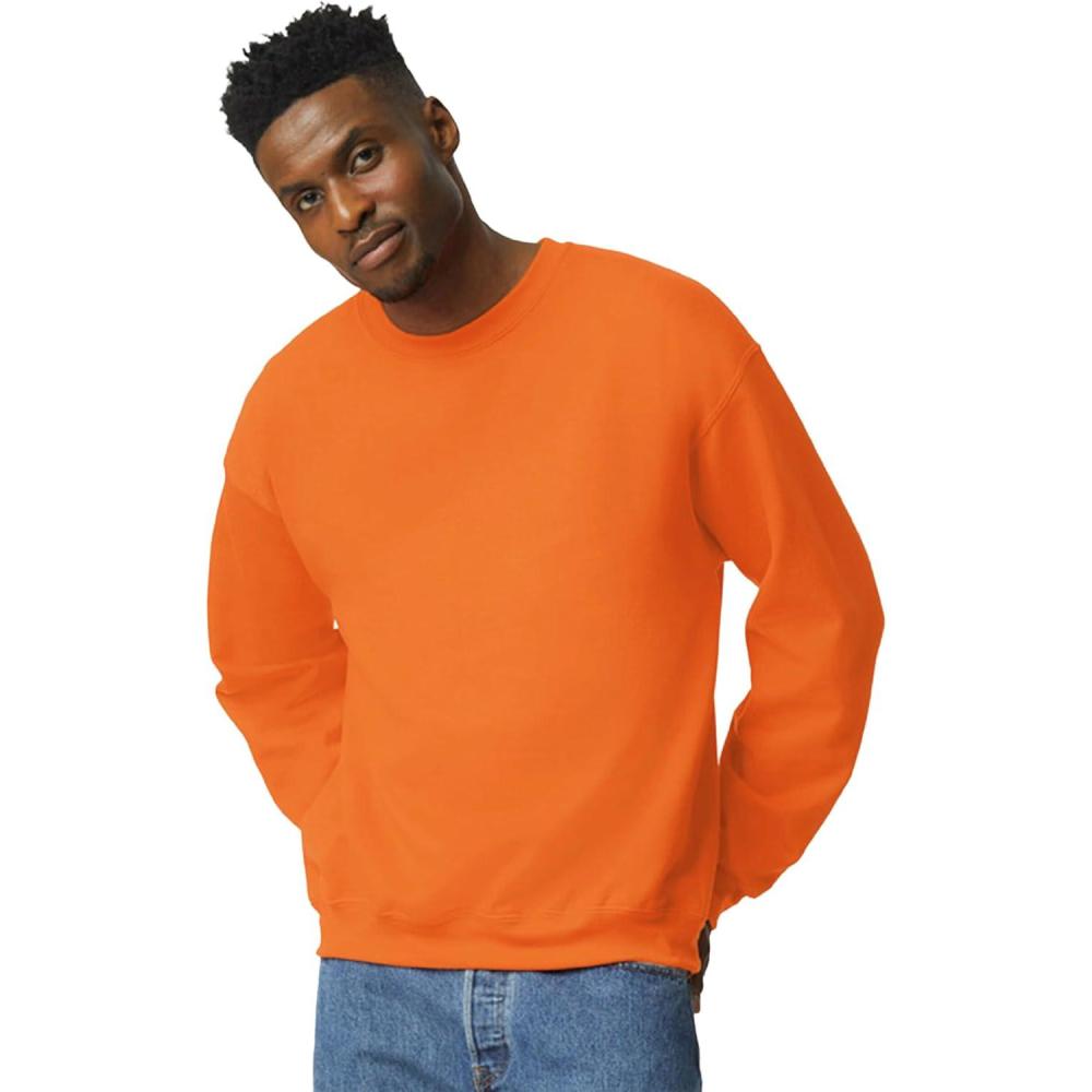 imageGildan unisexadult Fleece Crewneck Sweatshirt Style G18000 MultipackSafety Orange 1pack