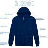 Gildan Adult Fleece Zip Hoodie Sweatshirt, Style G18600, Multipack(Navy (24-pack))