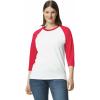Gildan Adult Heavy Cotton 3/4 Raglan T-Shirt, Style G5700, 2-Pack(White/Red)