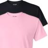 Gildan Mens DryBlend Workwear T-Shirts with Pocket, 2-Pack(Black/Light Pink)