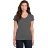 Gildan Women’s Heavy Cotton V-Neck T-Shirt, 2-Pack((1) Azalea + (1) Charcoal)
