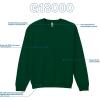 Gildan unisex-adult Fleece Crewneck Sweatshirt, Style G18000, Multipack(Forest Green (36-pack))