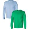 Gildan Adult DryBlend Long Sleeve T-Shirt, Style G8400, 2-Pack((1) Irish Green + (1) Light Blue)