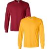 Gildan Adult DryBlend Long Sleeve T-Shirt, Style G8400, 2-Pack(Cardinal/Gold)
