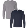Gildan Adult DryBlend Long Sleeve T-Shirt, Style G8400, 2-Pack(Graphiteheather+navy)
