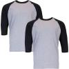 Gildan Adult Heavy Cotton 3/4 Raglan T-Shirt, Style G5700, 2-Pack(Sport Grey/Black)