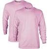 Gildan Adult Ultra Cotton Long Sleeve T-Shirt, Style G2400, Multipack(Light Pink (2-pack))