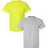 Gildan Adult Ultra Cotton T-Shirt with Pocket, Style G2300, 2-Pack((1) Safety Green + (1) Sport Grey)
