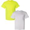 Gildan Adult Ultra Cotton T-Shirt with Pocket, Style G2300, 2-Pack((1) Safety Green + (1) White)