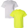 Gildan Adult Ultra Cotton T-Shirt with Pocket, Style G2300, 2-Pack((1) White + (1) Safety Green)