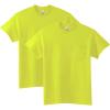 Gildan Adult Ultra Cotton T-Shirt with Pocket, Style G2300, 2-Pack(Safety Green)