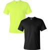 Gildan Adult Ultra Cotton T-Shirt with Pocket, Style G2300, 2-Pack(Safetygreen/Black)