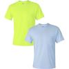 Gildan Adult Ultra Cotton T-Shirt with Pocket, Style G2300, 2-Pack(Safetygreen/Lightblue)