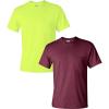 Gildan Adult Ultra Cotton T-Shirt with Pocket, Style G2300, 2-Pack(Safetygreen/Maroon)